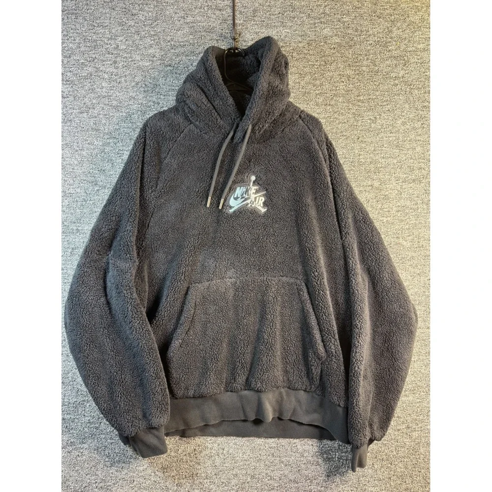 Jordan Mens Air Sherpa Fleece Hoodie Black Jumpman Logo Pullover XXL CV2253-010